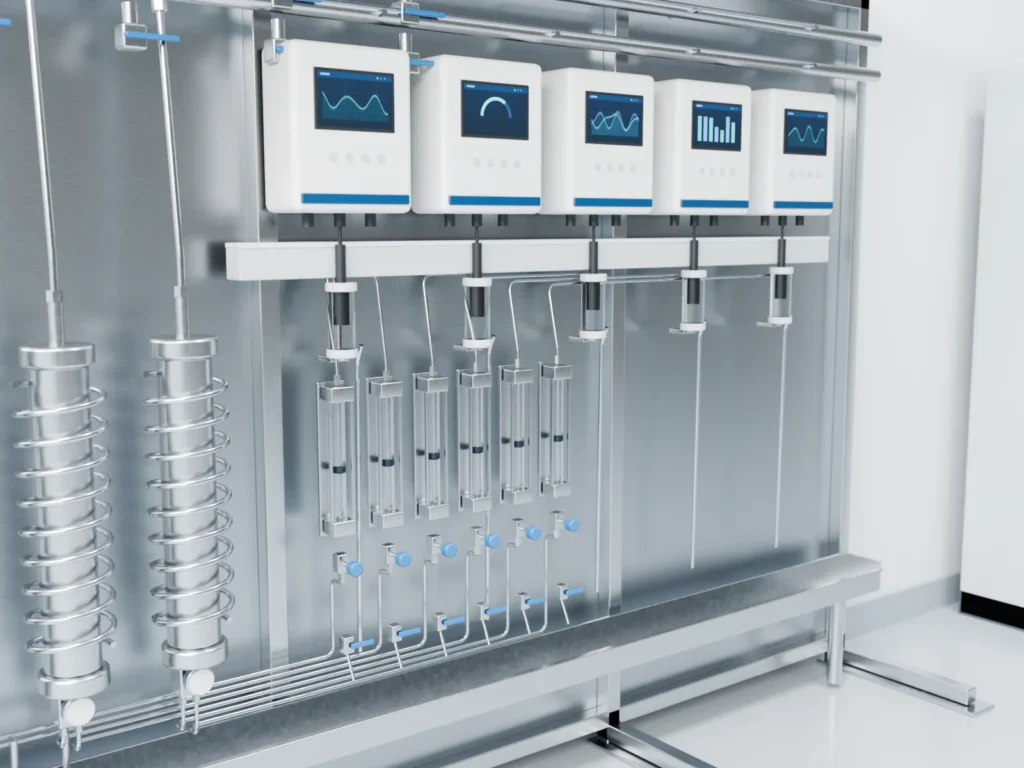 Panel analisis steam dan air dengan analyzer, flow meter, dan tubing stainless