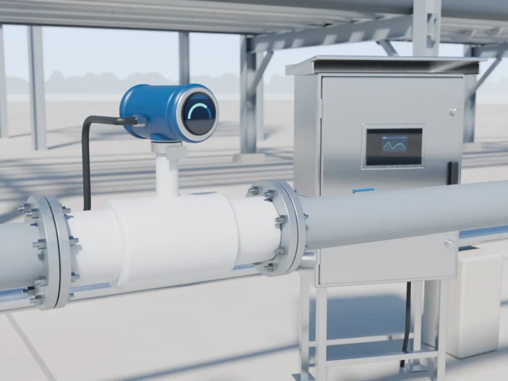 Pipe rack proses dengan flow transmitter dan analyzer cabinet